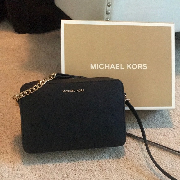 Michael Kors Jet Set Large Crossbody Black Bag - Picture 1 of 6